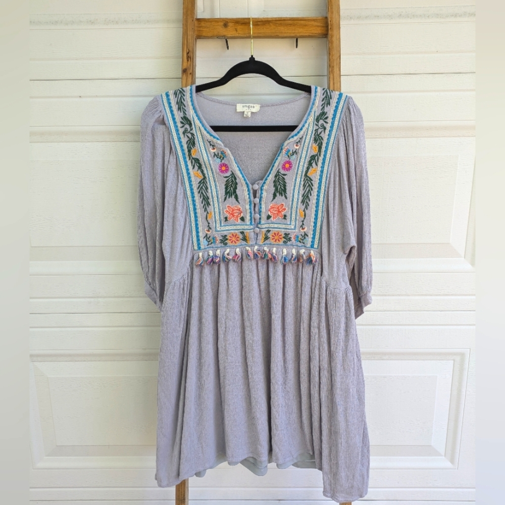 Umgee Embroidered Boho Dress